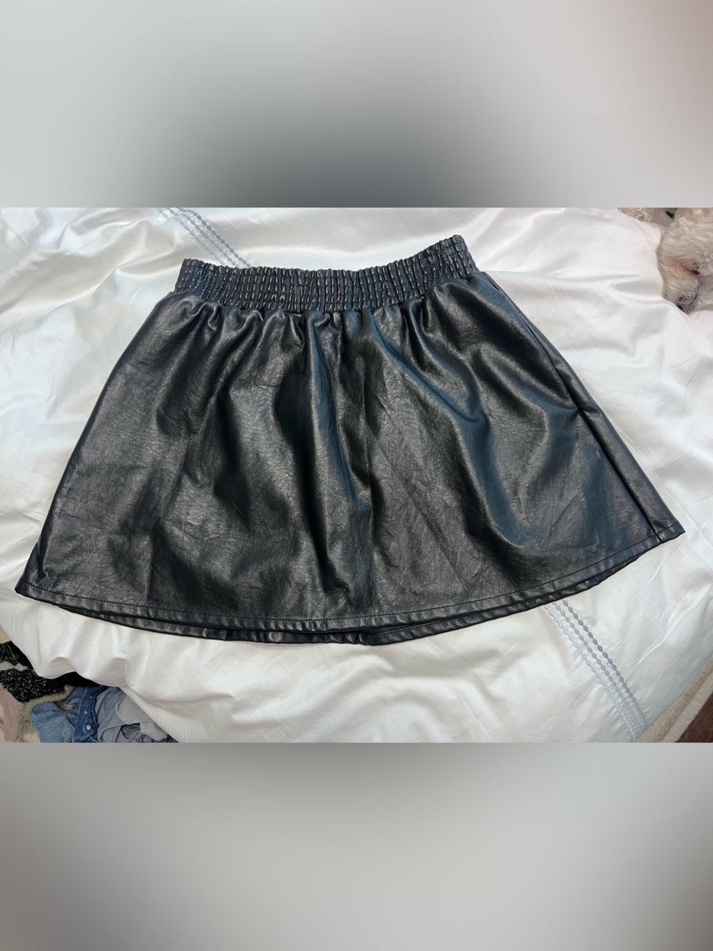 BCBGeneration Black Faux Leather Elastic-Waist circle Mini Skirt